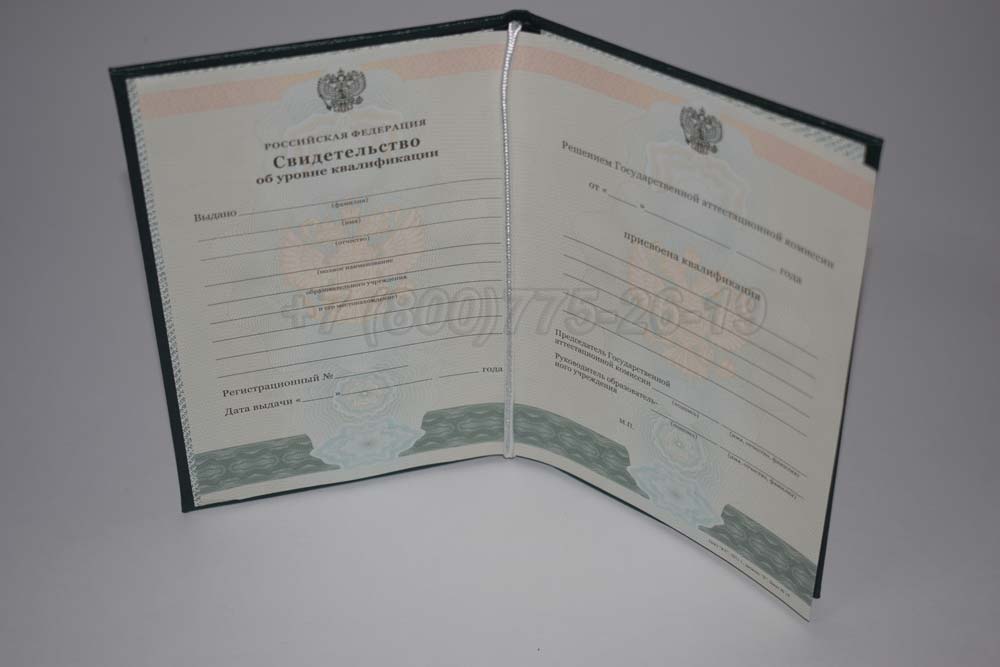 Свидетельство об уровне квалификации Гознак 1994-2025 год выпуска г.Иркутск