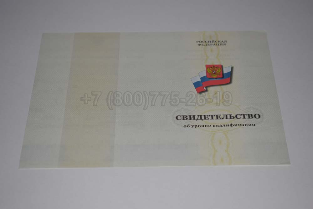 Бланк свидетельства об уровне квалификации Гознак 1994-2025 год выпуска г.Иркутск