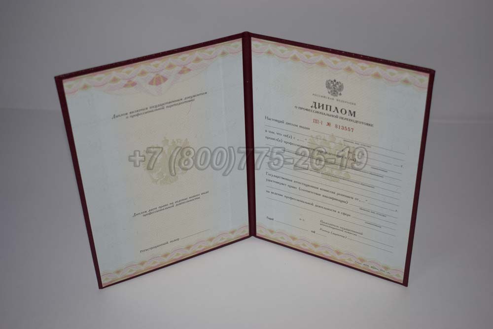 Диплом о переподготовке Гознак 2010-2013 год выпуска г.Иркутск