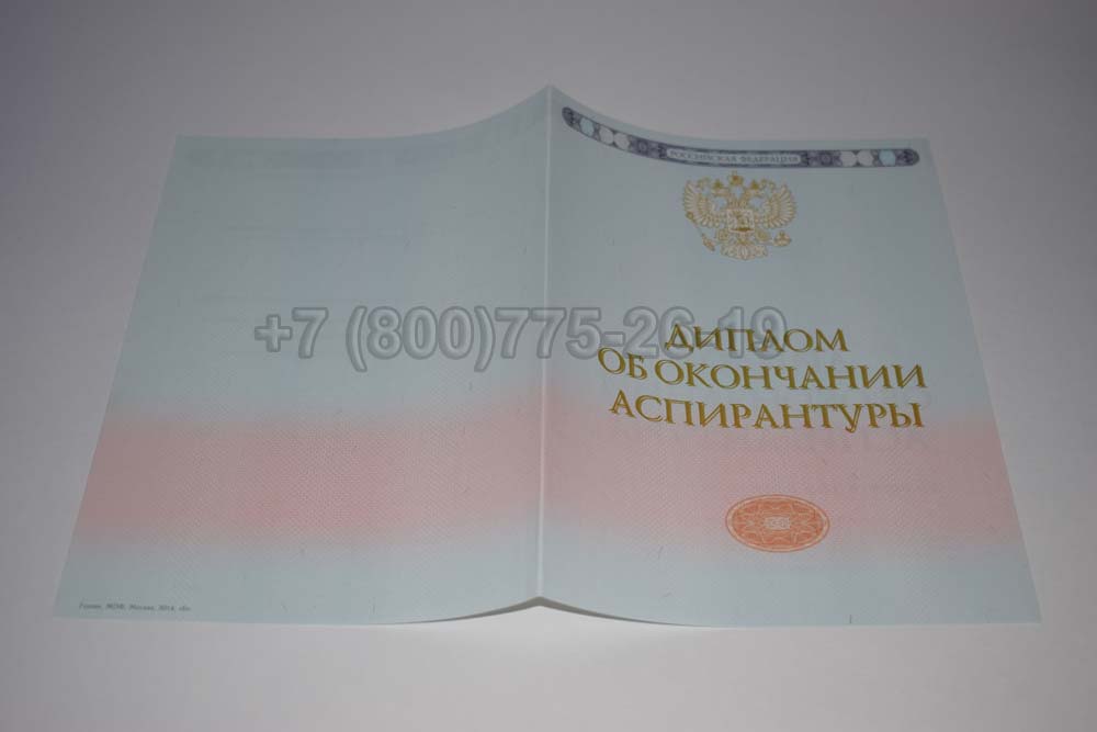 Бланк диплома аспирантуры Гознак 2014-2025 год выпуска г.Иркутск
