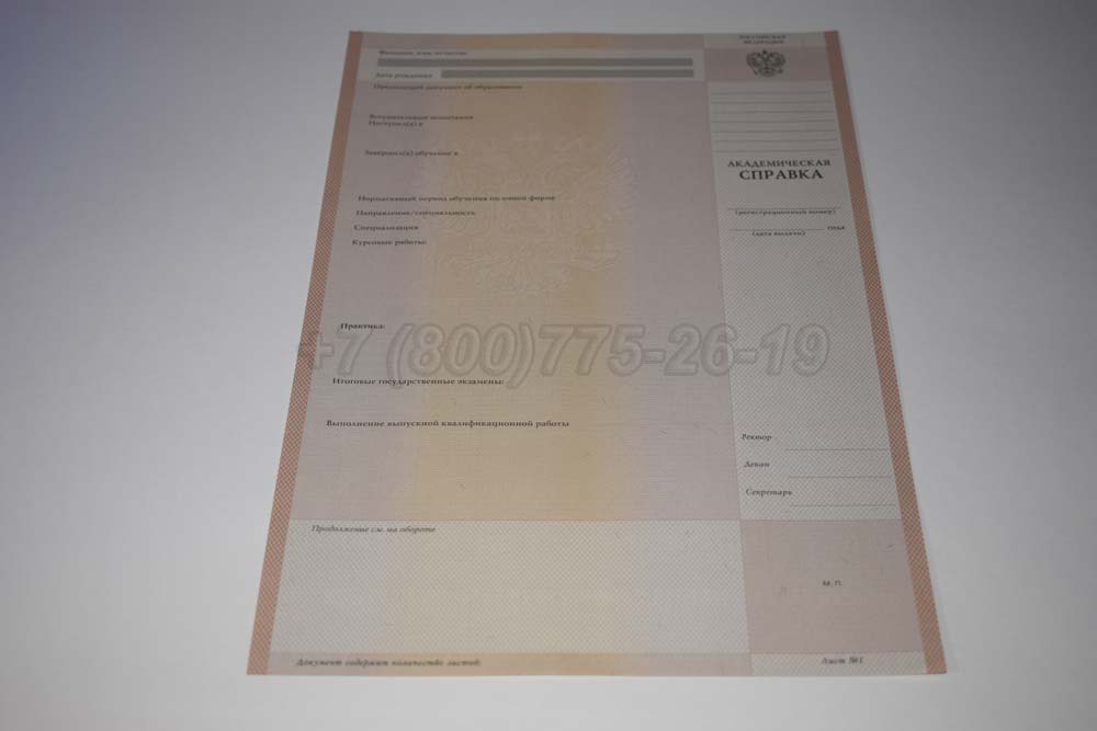 Академическая справка ВУЗа Гознак 1996-2009 год выпуска г.Иркутск