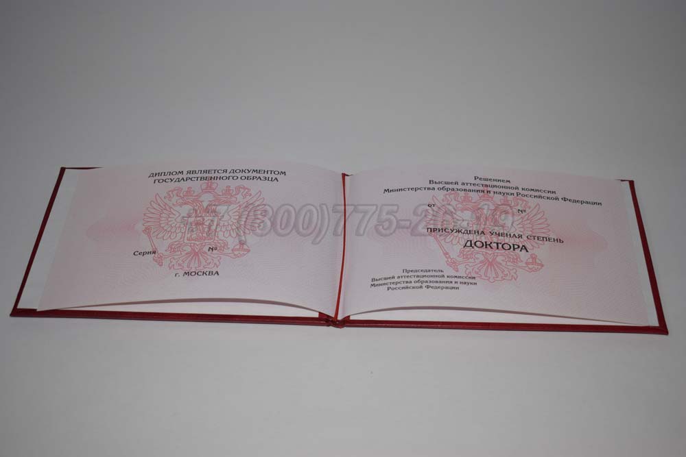 Диплом доктора наук Гознак 2013-2025 год выпуска г.Иркутск