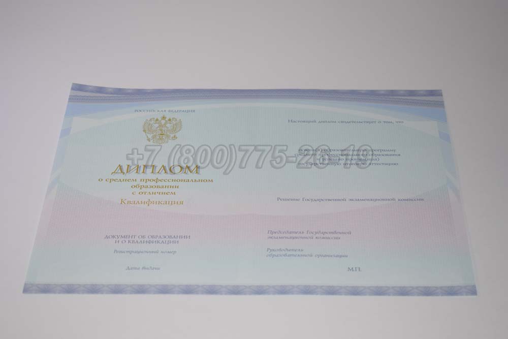 Бланк красного диплома техникума Гознак 2014-2025 год выпуска г.Иркутск