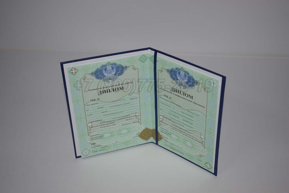Диплом техникума Казахстана Гознак 2014-2025 год выпуска г.Иркутск